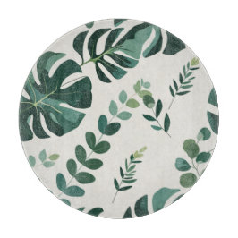 Tabua De Cortar Monstera Minimalista e Padrão Verde - Moderno
