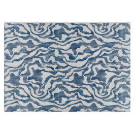 Tabua De Cortar Nuvens Abstratas em Azul e Branco