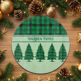 Tabua De Cortar Pinheiros de Tartan Preto Verde