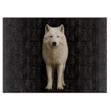 Quadro em Vidro Preto 4 Luxe Lobo Ártico Marfim