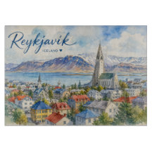 Reiquiavique Islândia souvenir aquarela