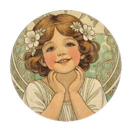 Tabua De Cortar retro vintage child with flowers
