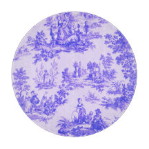 Torre francesa de jouy azul e branco elegante