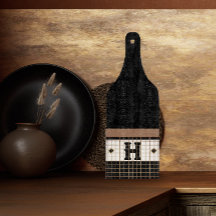 Vintage Bistro Azulejo preto e Dourado Monograma