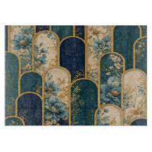 Tábua de Corte com Padrão Floral Dourado – Cozinha
