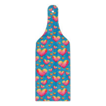 Tábua de Corte Corações Aquarela Multicolorida