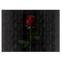 Tábua de corte de vidro Black 4 Luxe Rosa Vermelha