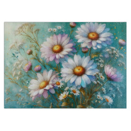 Tábua de Corte de Vidro Floral Daisy