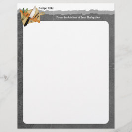 Tábua de corte faca de chef ervas carta de receita