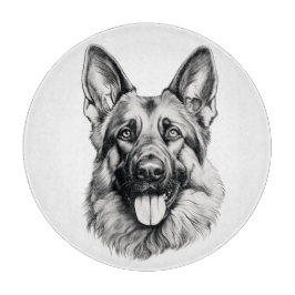Tábua de Corte Redonda Retrato do Pastor Alemão