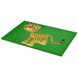 Tábua De Vidro Bela e Feliz Cartoon Cheetah Cutando Conselho