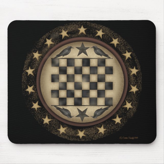 Tabuleiro de damas primitivo Mousepad do corvo (Frente)