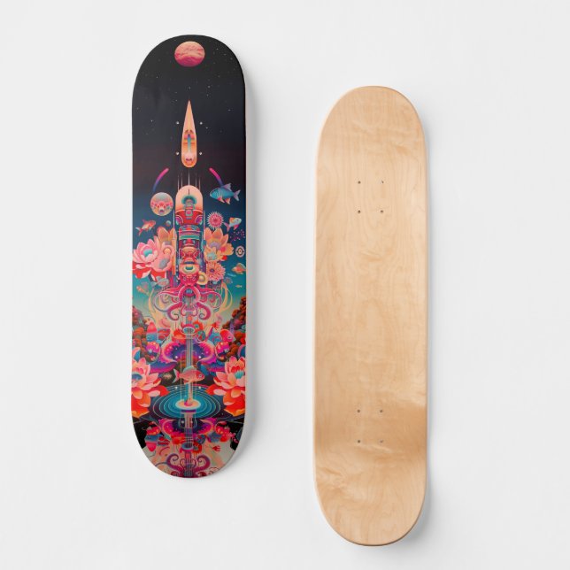 Tabuleiro de skate Psychedelic cosmico (Frente)
