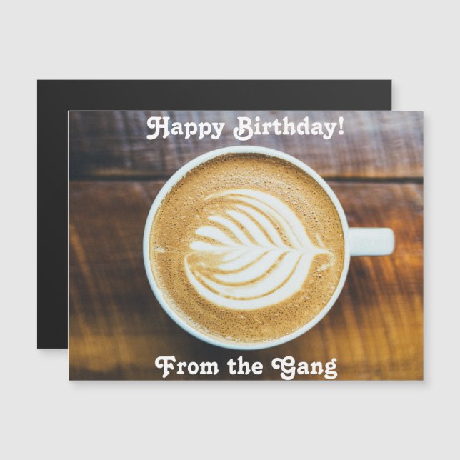 Taça de café com espuma em forma de folha em madei (Frente/Verso)