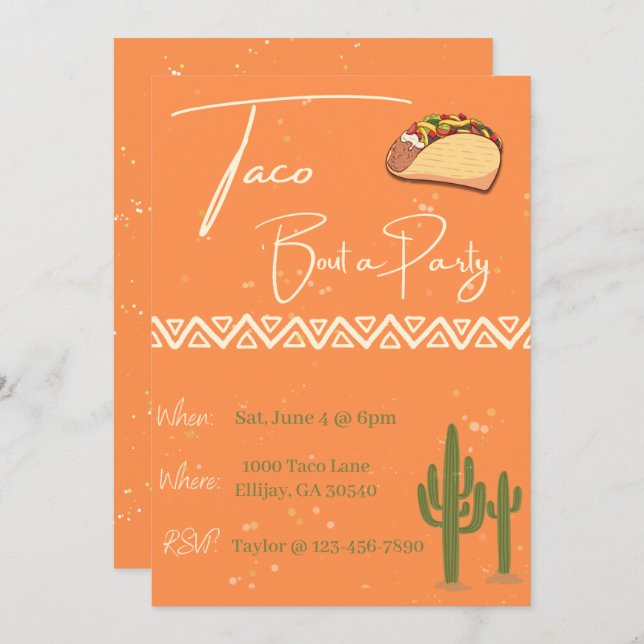 Taco 'Bout a Party | Convites (Frente/Verso)