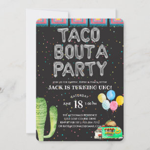 Taco Bout A Party Primeiro Convite de Aniversári