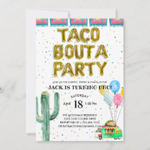 Taco Bout A Party Primeiro Convite de Aniversári