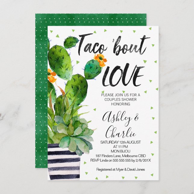 Taco Bout Love Casais Convite para Chá (Frente/Verso)