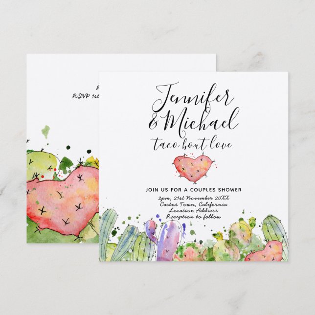 Taco Bout Love - Convites de Casamento Modernos e  (Frente/Verso)