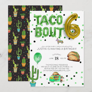 Taco Bout Seis Sexto Convite de Aniversário