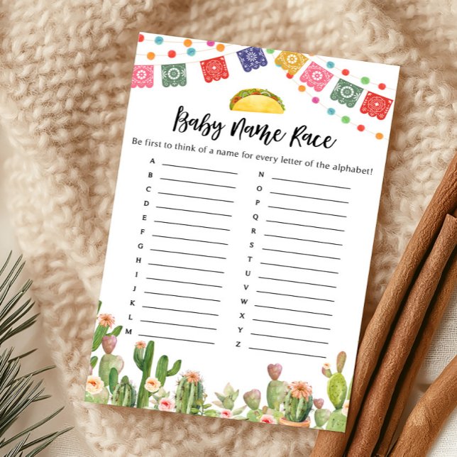 Taco Bout Uma Festa de Bebê Jogo de Corrida de Nom (Fiesta Cactus Baby Shower Baby Name Race Game)