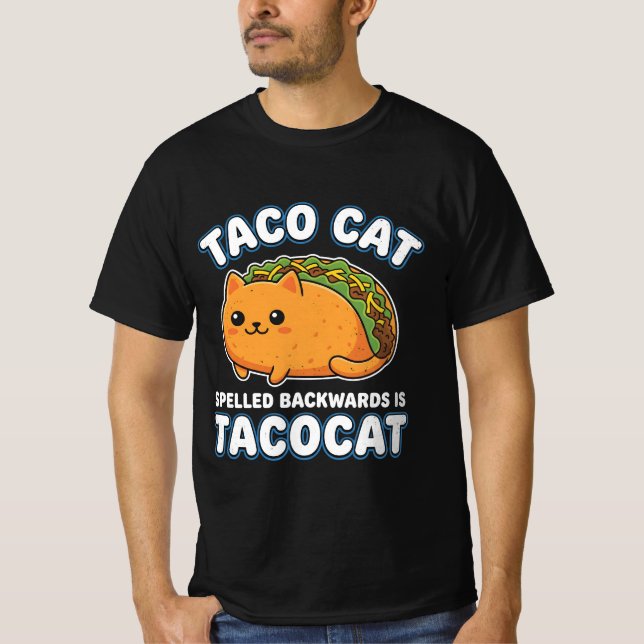 Taco Cat Line Art Aesthetic Funny Modern T-SHIRT (Frente)