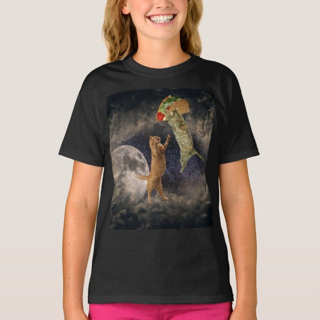 Taco Cats & the Moon & Universe Girls' T-Shirt (Frente)