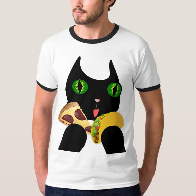 Taco e PIZZA CAT T-shirts Engraçadas (Frente)
