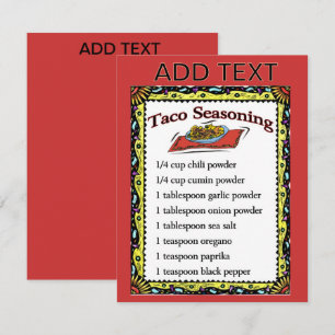 Taco Sasoning Cards, adicionar texto