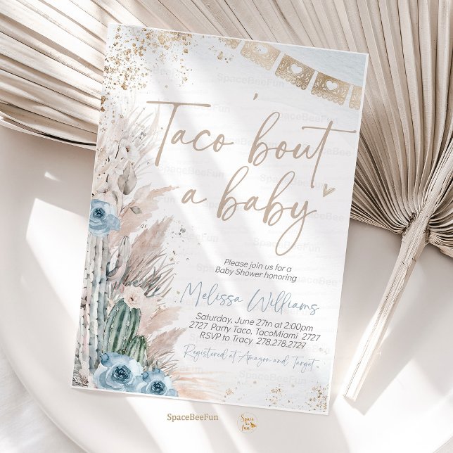 Taco Sobre Convite de Chá de Bebê Boho Menino (Taco Bout A Baby Shower Invitation Boho Boy Fiesta Baby Shower Invite, Cactus Taco Baby Shower)