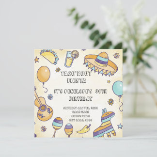 Taco sobre o Convite de festas de Birthday Fiesta