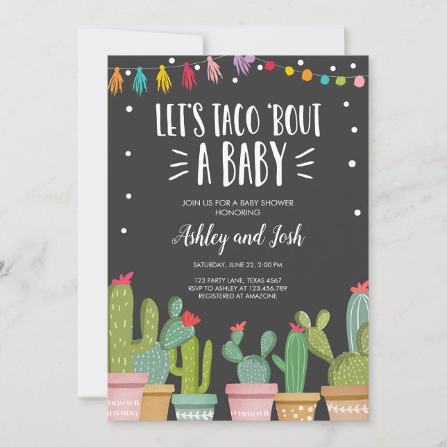 Taco sobre um bebê Casal Fiesta Convite para Chá (Frente)