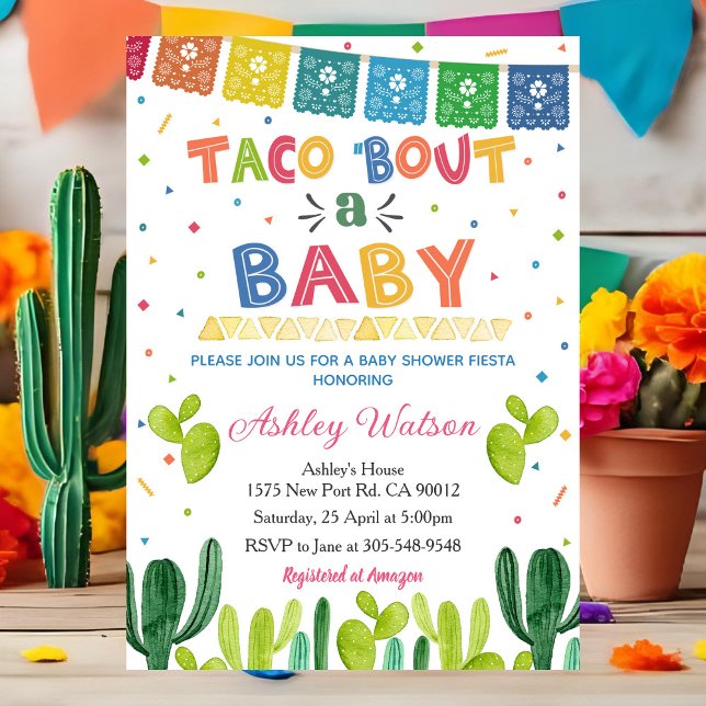 Taco Sobre um Convite para Chá de Bebê Festa Mexic (Criador carregado)