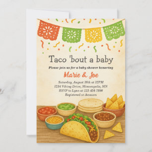 Taco Sobre Um Convite Para Chá de fraldas Baby Fie