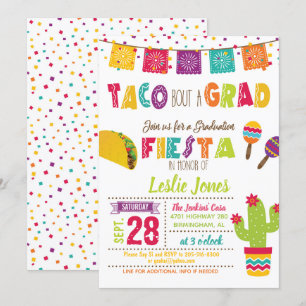 Taco sobre um convite para graduação de Formando