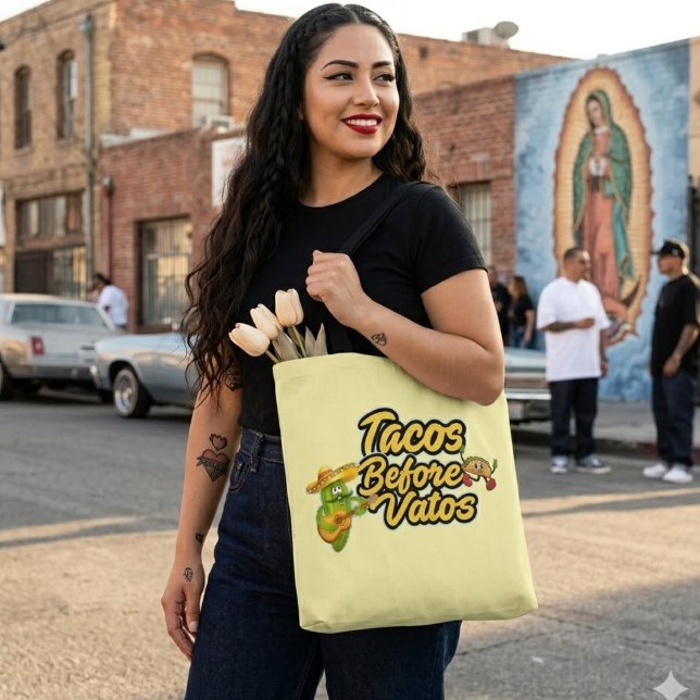 Tacos before Vatos tote bag (Criador carregado)