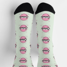 Tacos de Golfe Personalizados Rosa/Verde Monograma