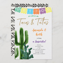 Tacos e Tutus Cactus - Convite para Chá de fraldas