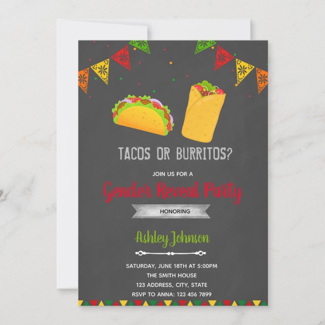 Tacos ou burritos convite de festas (Frente)