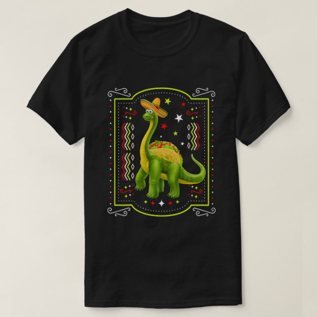Tacosaurus Cinco De Mayo Camisa Engraçado Taco Din (Frente do Design)