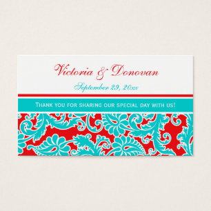 Tag branco do favor do casamento tema damasco do