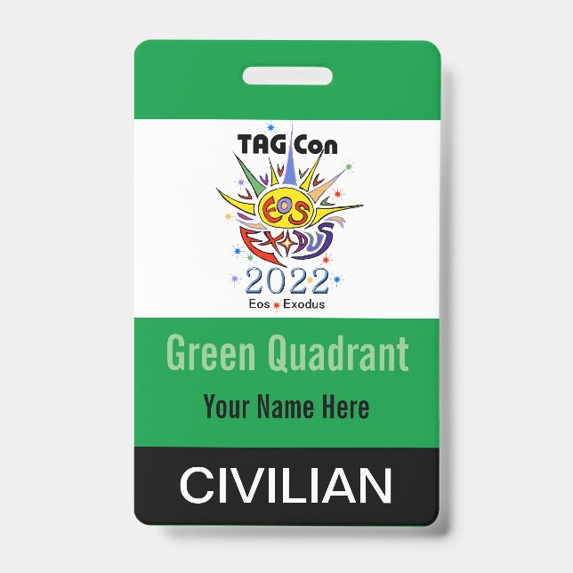 TAG Con 2022 - Quadrante Verde - Crachá Civil (Frente)