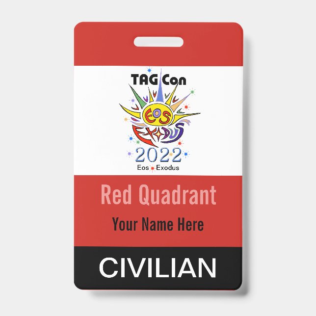 TAG Con 2022 - Quadrante Vermelho - Crachá Civil (Frente)
