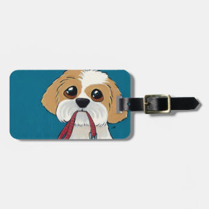Tag de Bagagem de Arte Personalizável Cute Shih Tz