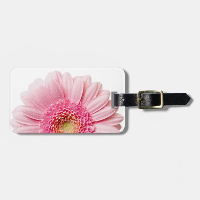 Tag de bagagem de Gerbera rosa (Frente Horizontal)