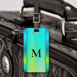 Tag de Bagagem de Neon Turquoise Brilhante Monogra