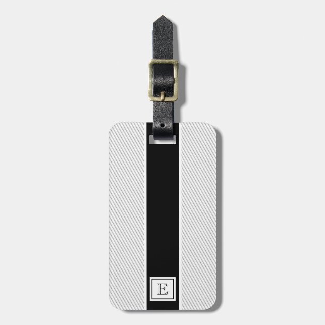 Tag de Bagagem de Preto-Preto Moderno Chic (Frente Vertical)