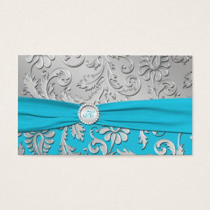 Tag do favor do casamento tema damasco de turquesa