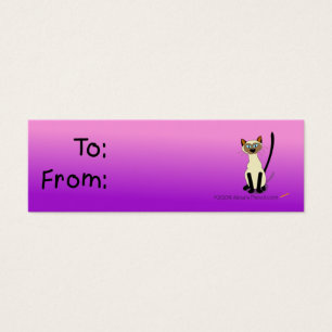 Tag do presente do gato Siamese (rosa e roxo)