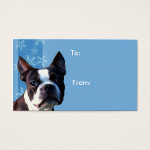 Tag do presente do terrier de Boston do Natal